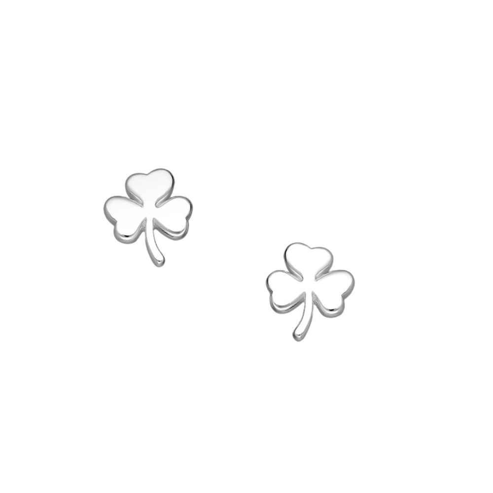 Sterling Silver Shamrock Stud Earrings – Lucky Charm